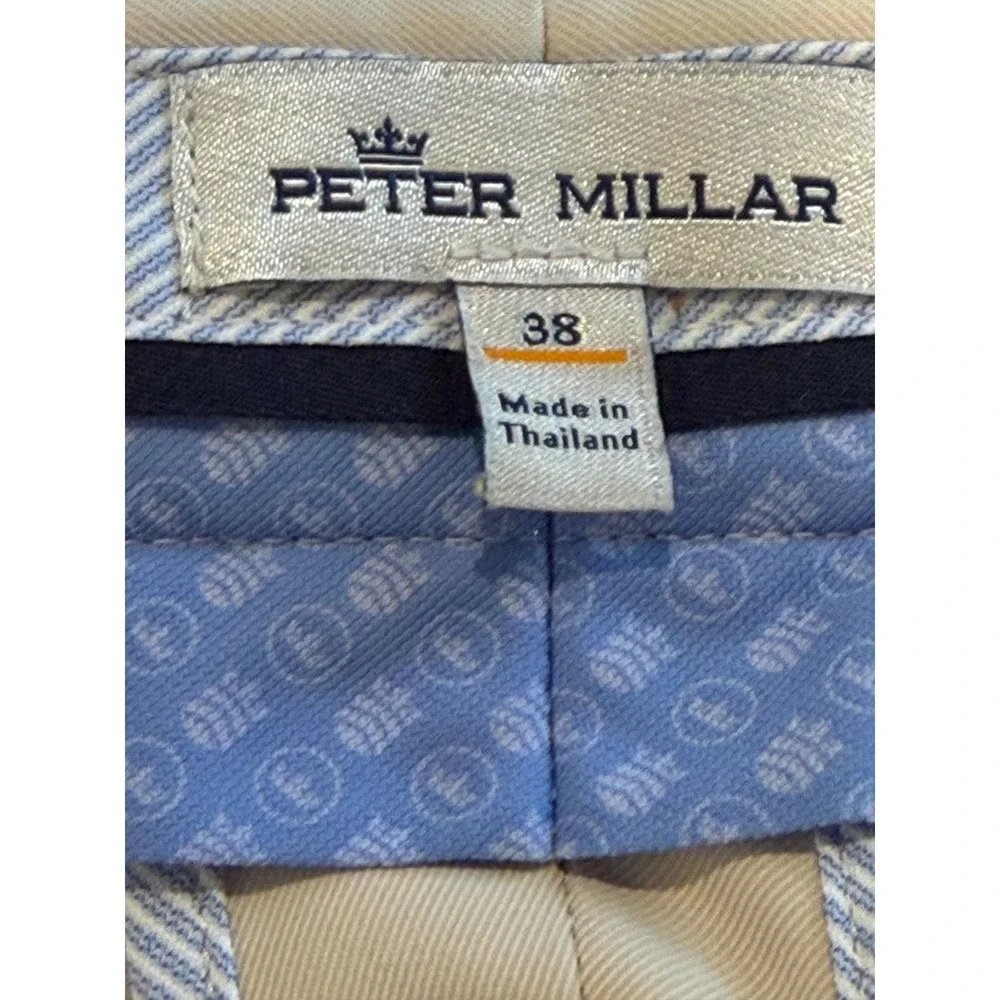 Peter Millar Mens Performance Golf Shorts Beige Stone Size 38 Flat Front Stretch